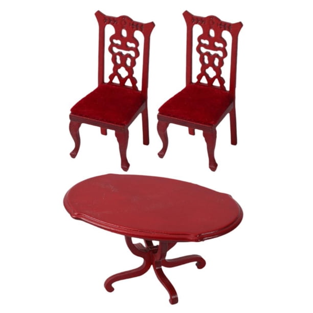 Mesa de comedor para casa de muñecas a escala 1/12, adorno de escena de vida, juguete para niños, accesorios para casa de muñecas rojo