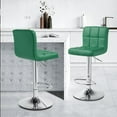 thumbnail image 4 of YSNW Bar Stools Set of 2, PU Leather Counter Height Barstools Armless Adjustable Swivel Bar Chairs with High Back for Kitchen, Teal Green, 4 of 18