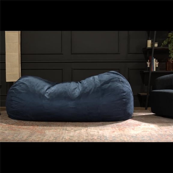 8-Foot Memory Foam Bean Bag Chair - Blue - Traditional Design