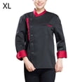 thumbnail image 2 of Chaqueta de chef unisex-adulto de manga larga de manga larga tela de algodón de bolsillo para hombre para hombre para otoño e invierno restaurante hotel negro xl kenally LF000335-08, 2 of 7