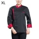 thumbnail image 2 of Chaqueta de chef unisex-adulto de manga larga de manga larga tela de algodón de bolsillo para hombre para hombre para otoño e invierno restaurante hotel negro xl Methold LF000335-08, 2 of 7
