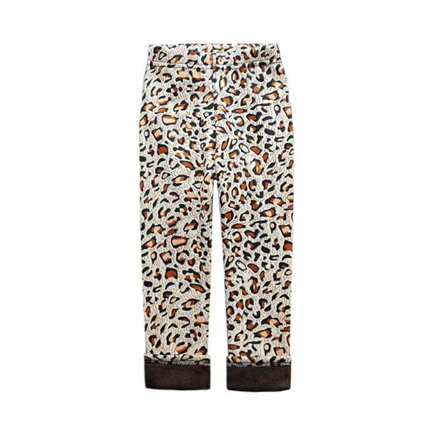 Birdeem Fall Winter Girls Elastic Pants Fashion Printed Brushed Warm Casual Plush Leggings