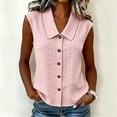 thumbnail image 2 of VBVC Women's Eyelet Embroidery Button Down Tank Top, Ladies' Peter Pan Collar Sleeveless Blouse, Casual Solid Color Summer Shirt For Women,Pink,S-3XL, 2 of 8