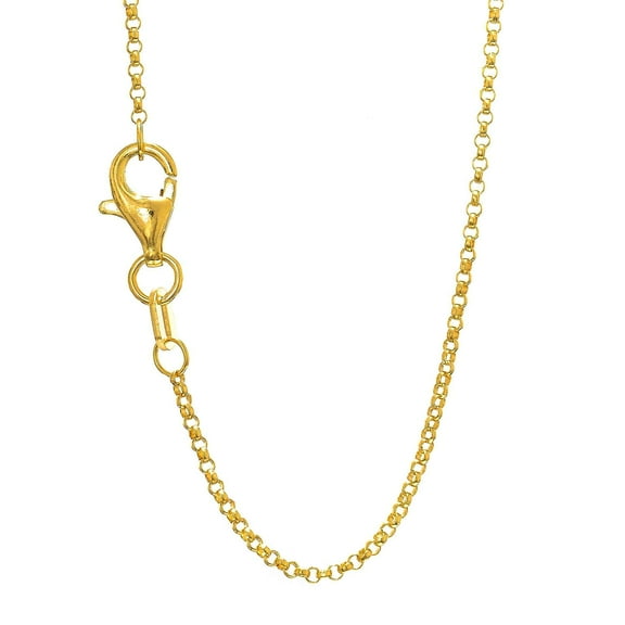 JewelStop 14k Semi-Solid Yellow Gold 1.1 mm Lite Rolo Chain Necklace, Lobster Claw - 20 Inches, 1.9gr.