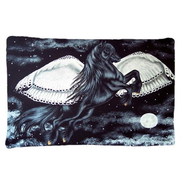 Carolines Treasures AMB1222PILLOWCASE Tissu de Cheval Volant Noir Taie d'Oreiller Standard