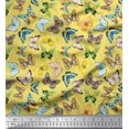 thumbnail image 1 of Soimoi Yellow Viscose Chiffon Fabric Colorful Butterfly Print Sewing Fabric Yard 42 Inch Wide, 1 of 3