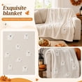 thumbnail image 4 of Halloween Ghost Throw Blanket Cozy Plush Embroidery Tufted Fleece Blanket Soft Fall Autumn Couch Cover Bedding Cute Decorative Fuzzy Blanket for Sofa Bed Living Room, 4 of 6