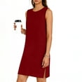 thumbnail image 2 of TaTaai Women's Sleeveless Slip Dress Solid Color Round Neck Casual Side Slit Pullover Dress Lightweight Stretchy Polyester Blend Gift, 2 of 6