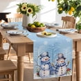 thumbnail image 2 of Table Runner 72 Inches Long for Kitchen Dining, Winter Blue Snowman Christmas Dresser Scarf Farmhouse, Dining Table Decorations for Wedding/Parties, Snowflake Xmas Tree 18 x 72 In, 2 of 9