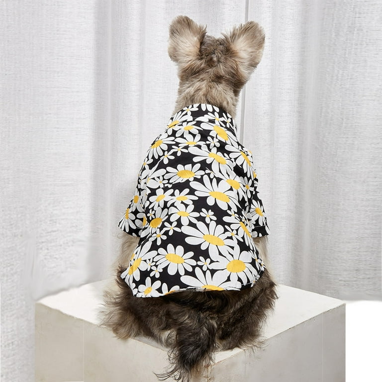 Heiheiup And Pet Daisy Printing Cat Little Dog Shirt Clothes Two-legged Pet  clothes Puppy Designer Clothes 