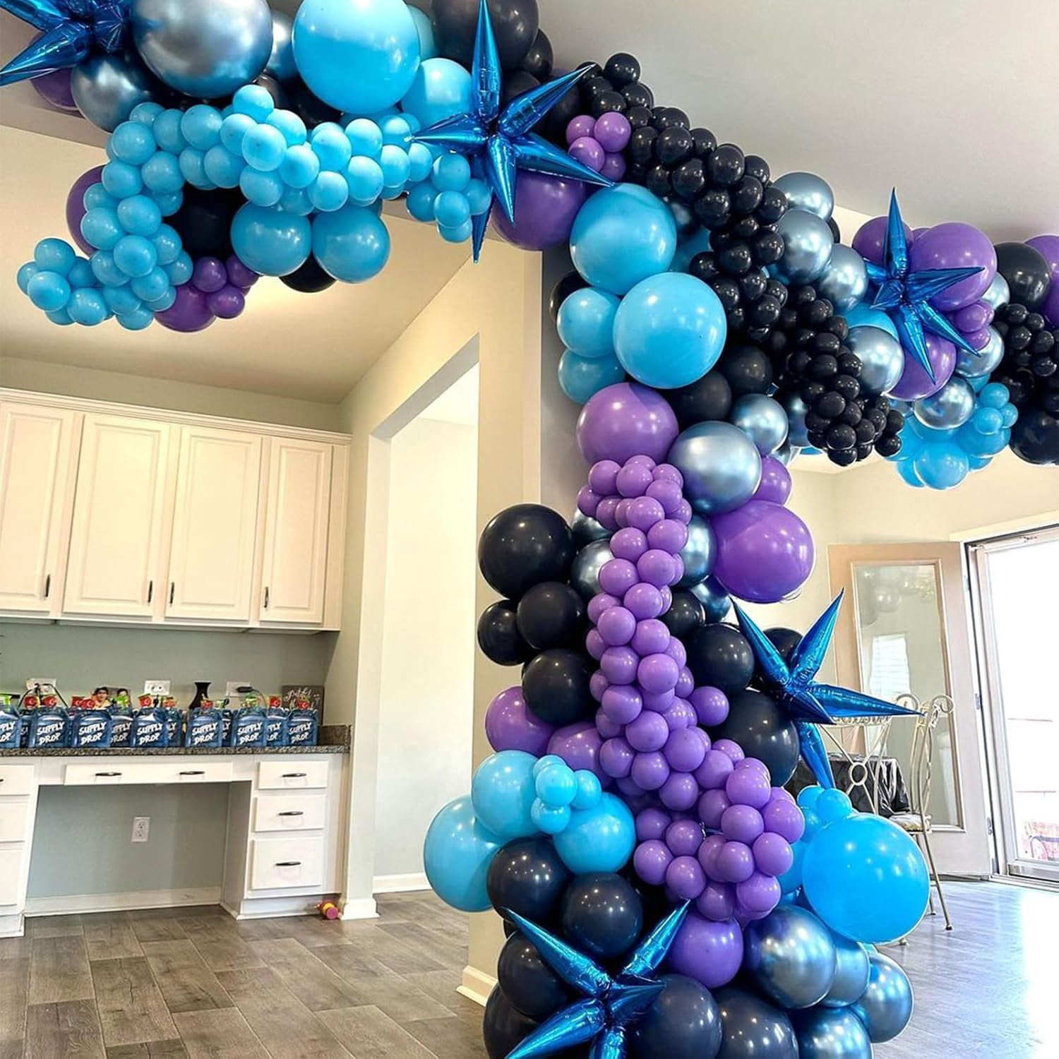 Black Purple Blue Balloon, 60 Pcs 12 Inches Metallic Blue Purple Teal Balloons Confetti Balloons for Kids Video Game Party Decoration Baby Shower Engagement Graduation Party Decorations