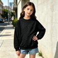 thumbnail image 2 of Kids Leopard Print Crew Neck Sweatshirt Boys Girls Long Sleeve No Hood Pullover Top Soft Loose Fit Casual Sweatshirt for Autumn Winter Campus Outdoor Daily Wear(Black,4-5 Years), 2 of 4