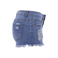 thumbnail image 5 of Yunliwuli Women’s Fashion Washed Distressed Jeans Personality Solid Color Ripped High-waist Denim Shorts, 5 of 10