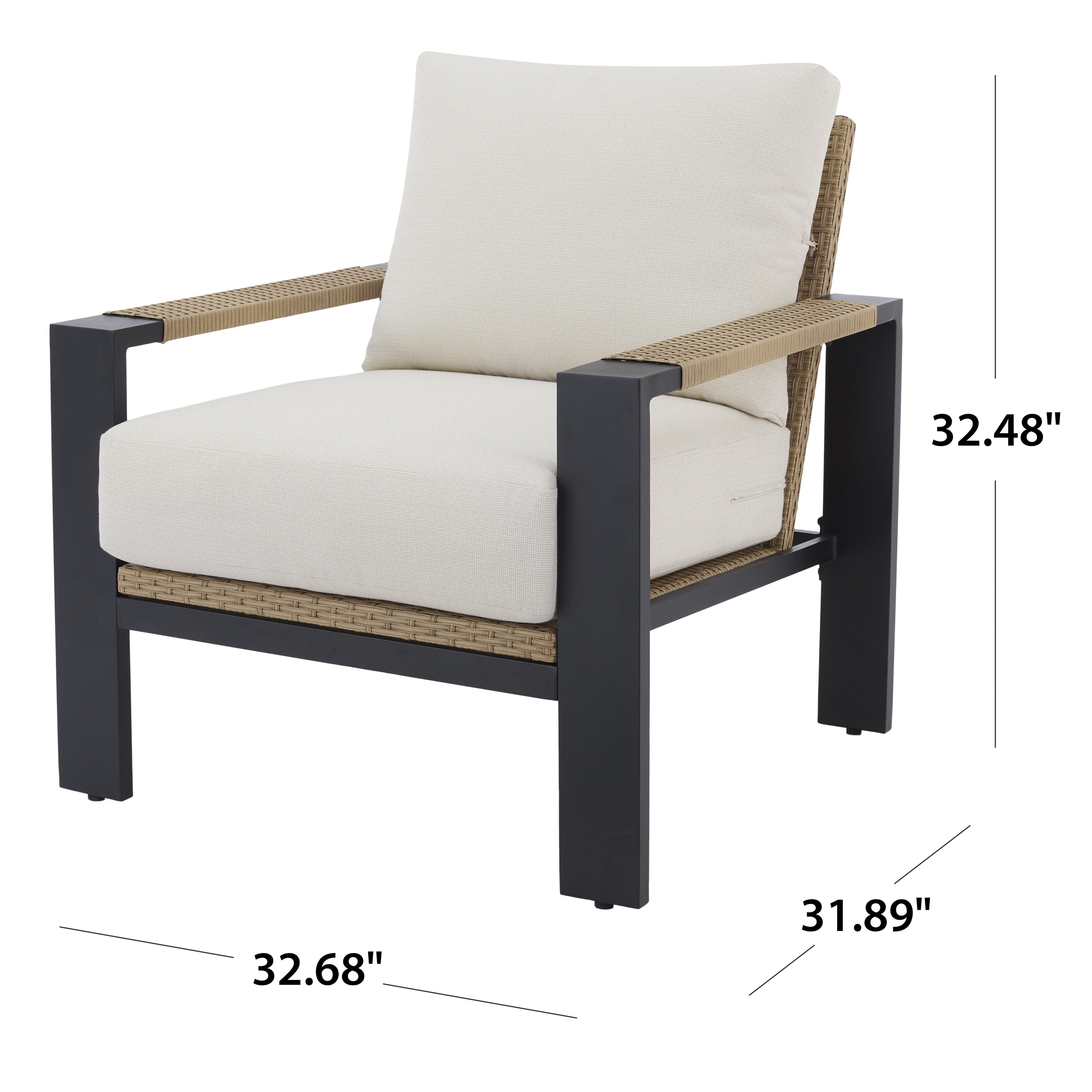 Better Homes & Gardens Ventura 2-Piece Outdoor Wicker Chat Chair, Beige