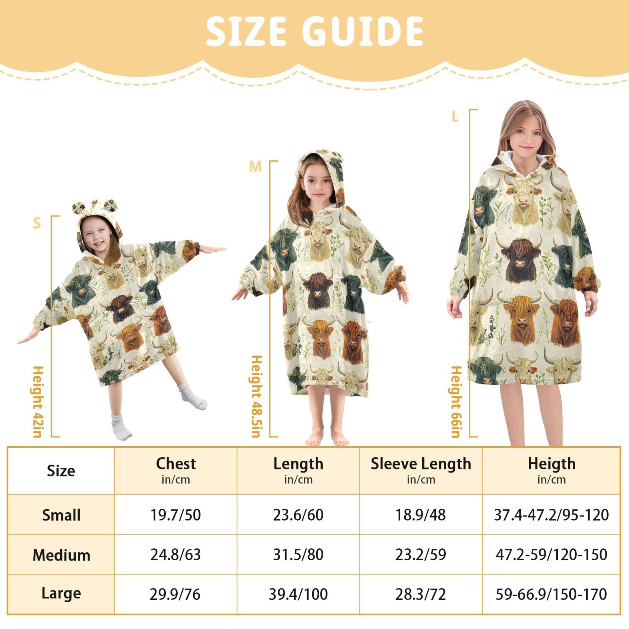 joogoo Blanket Hoodie for Highland Cattles Oversize Sweatshirt 3-14 YR L