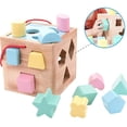 thumbnail image 3 of Juguete para niños pequeños clasificador de colores de formas - Juguete de madera para niños pequeños Reconocimiento de colores Tapa de cubo de clasificación de formas para niños pequeños Aprendi, 3 of 5