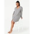 thumbnail image 2 of Joyspun Women’s Cotton Blend Long Sleeve Notch Collar Sleepshirt, Sizes S to 4X, 2 of 6