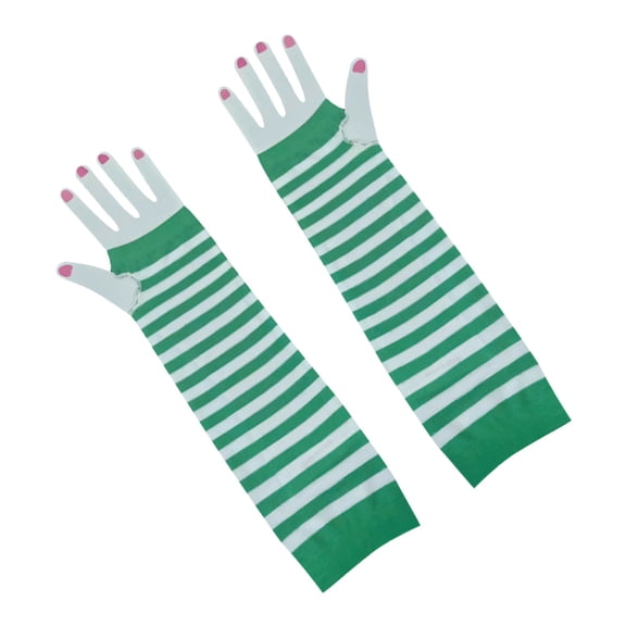 Raindrops St Patrick's Striped Long Gloves for Women Nylon Comfortable with Good Elasticity One Size Fits Most 9.5 Inches