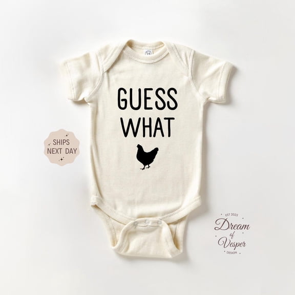 Baby Bodysuit BELLA CANVAS Guess What Chicken Baby Onesie, Cute Chicken Baby Bodysuit, Funny Chicken Onesie, Funny Baby Clothes, Baby Shower Gift, Animal Bodysuit