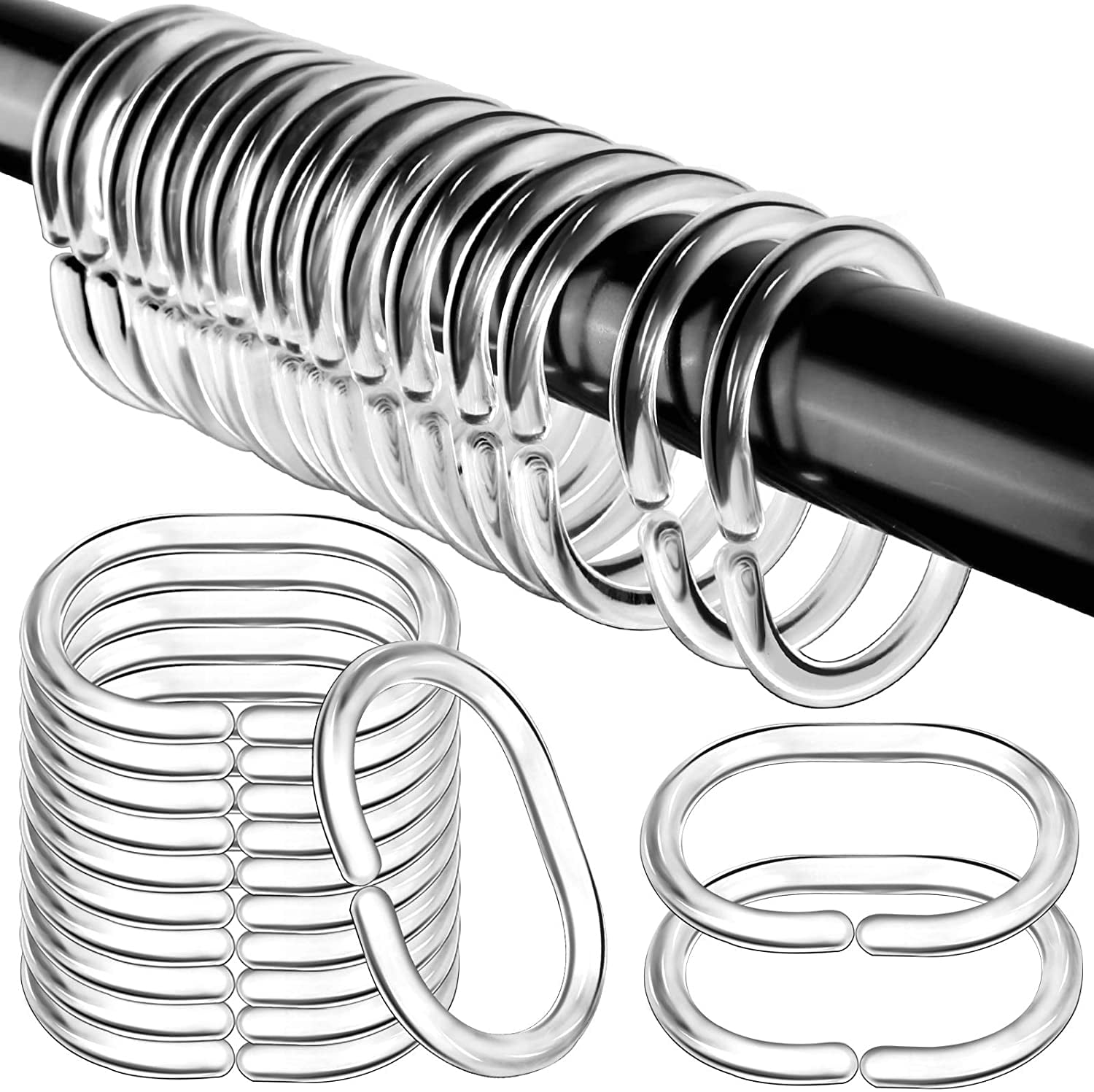 36 Pcs Plastic Shower Curtain Rings Hooks, C Shaped Shower Rings for