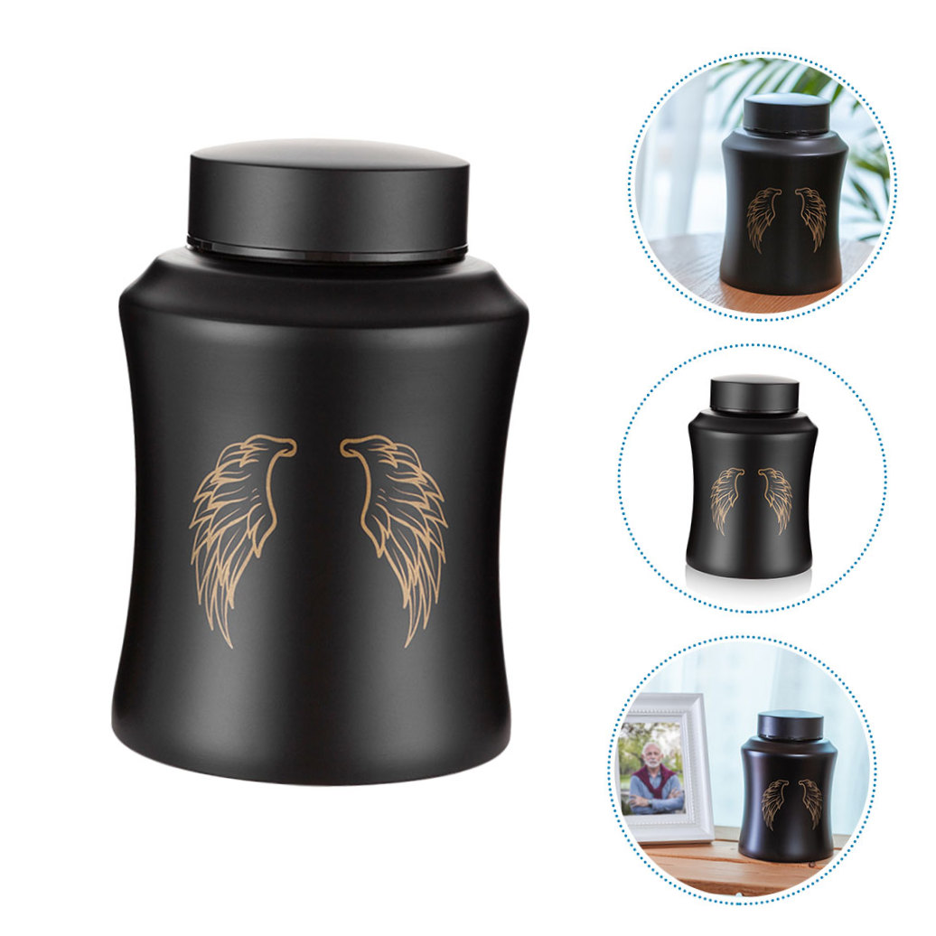 Tineasur Black Metal Pet Urn, Portable Keepsake, Good Hand Feeling, Home Use