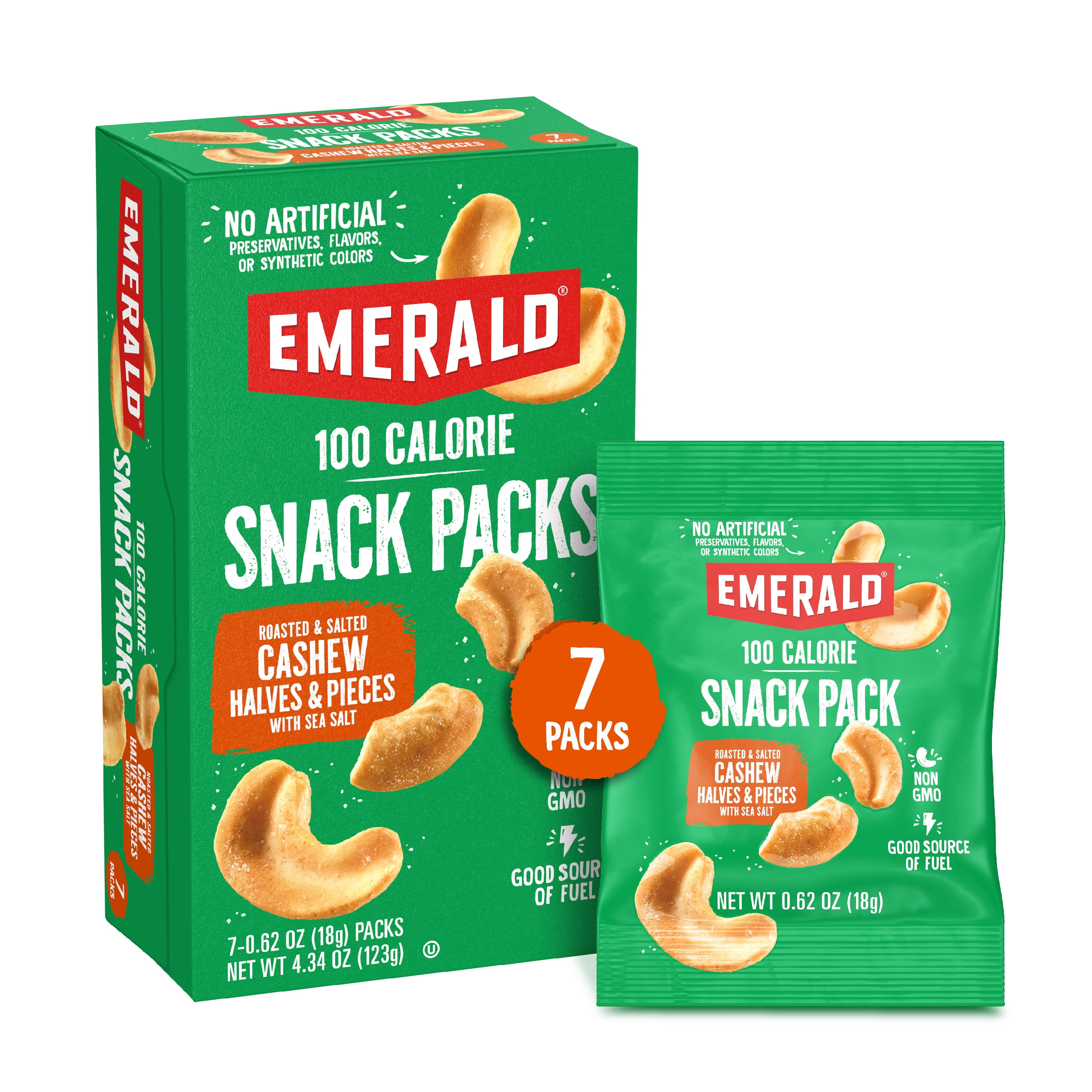 Emerald Nuts Roasted and Salted Cashews & Walnuts & Almonds with Dried Cherries, 100 Calorie Pack, 7 CT Each (Variety Pack)