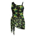 thumbnail image 7 of SEANATIVE Girls Swimwear Set One Piece Swimsuit with Swim Cover Ups Stylish Cut Out Bathing Suit for Vacation Beach Summer Holiday, Size 17-18, Jamaican Flag Pattern Black Green, 7 of 7