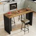 thumbnail image 3 of Home Bar Unit, 55.12-Inch Bar Table with a Spacious Tabletop, Modern Freestanding Mini Bar for Home Kitchen, Brown and Black, 3 of 7