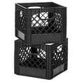 thumbnail image 3 of Juggernaut Storage 16 Quart Stackable Black Plastic Crate w/ Handles, 2 Pk, 3 of 10