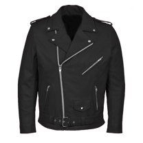 Buigttklop Brando Leather Motorcycle Jacket for Men Biker Belted Rock Punk Motorcycle Cotton Black Gothic Jacket-100% Genuine Cowhide Leather Moto Riding Cafe Racer Style Vintage