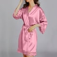 thumbnail image 6 of IROINNID Long Sleeve Dress for Women Homewear Long-Sleeve V-Neck Dress Color Lace Night-Robe One Size,Hot Pink, 6 of 8