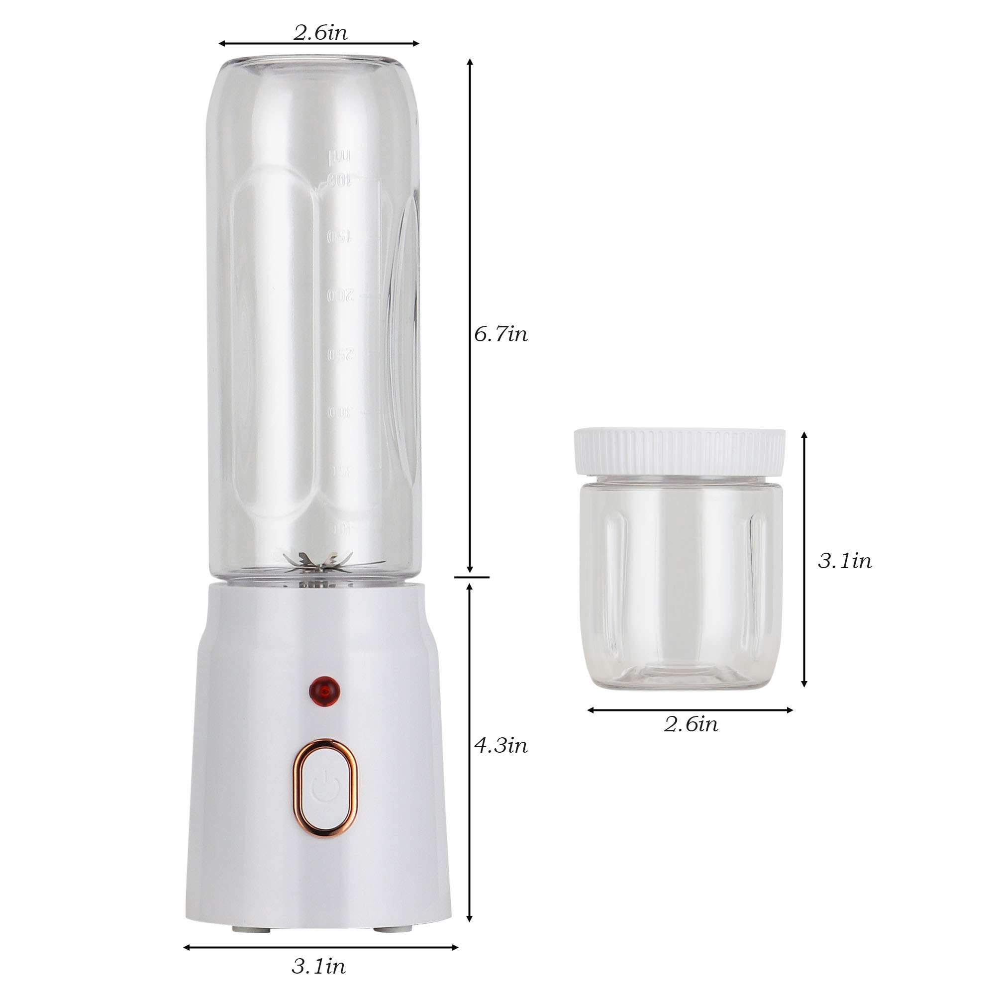 Luxtrada Portable Blender Personal Juicer Kitchen USB Rechargeable 1500mAh Large Battery with 8 Blades for Smoothies Shakes Baby Food and Proteins