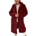 thumbnail image 4 of Atogsazn Womens Sherpa Coat Fuzzy Long Sleeve Button Down Jacket Fleece Thick Warm Winter Tops Outfit Clothes Red XL Fashion, 4 of 8