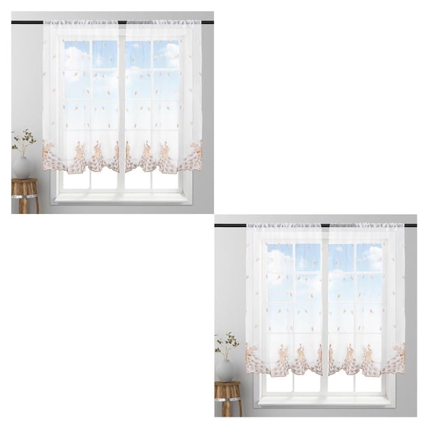 Cortinas transparentes para ventana Billuyoard 1*1.2 m Café 2Conjunto