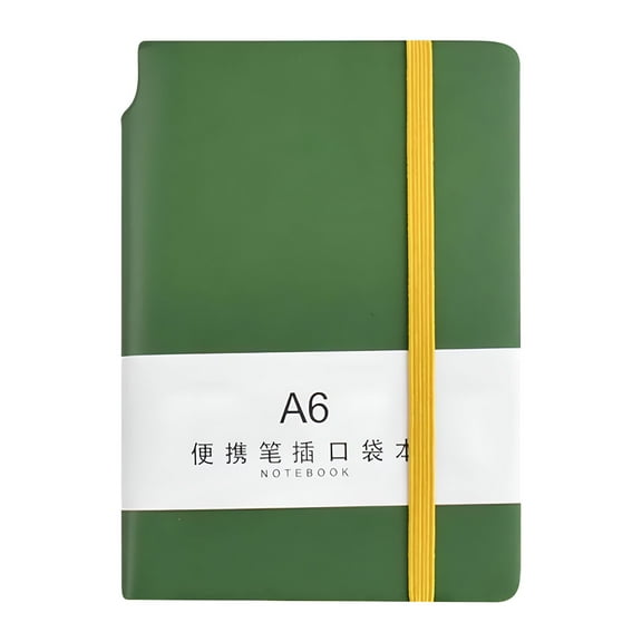 CCOCC A6 Pocket Notebook with Tie Straps,3.5x5.7 Inch Small Notebook Hand Thickened Office Learning Green