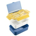 thumbnail image 1 of Caja de almuerzo Fiambrera desmontable 3 compartimentos Grado alimenticio PP5 Bento Box Almacenamiento de alimentos con utensilios Sin BPA Eccomum Caja de almuerzo, 1 of 7
