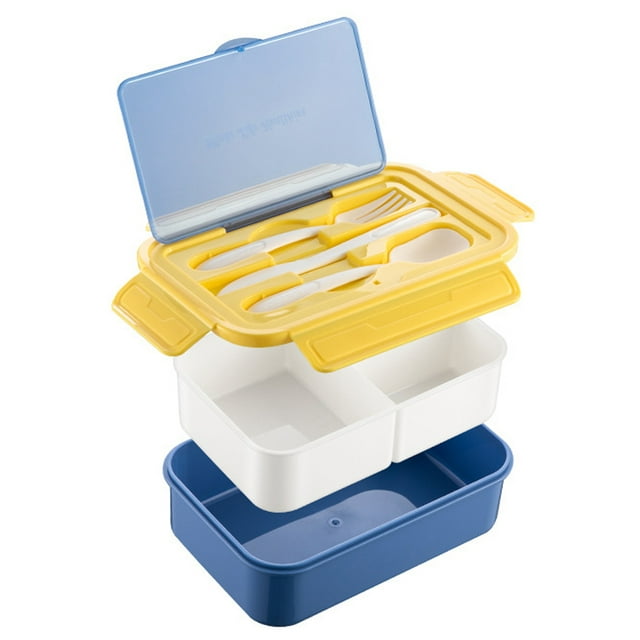 Caja de almuerzo Fiambrera desmontable 3 compartimentos Grado alimenticio PP5 Bento Box Almacenamiento de alimentos con utensilios Sin BPA Eccomum Caja de almuerzo