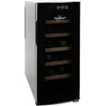 12 BottleRefrigerator Wine Cooler with Beech Wood Racks Black