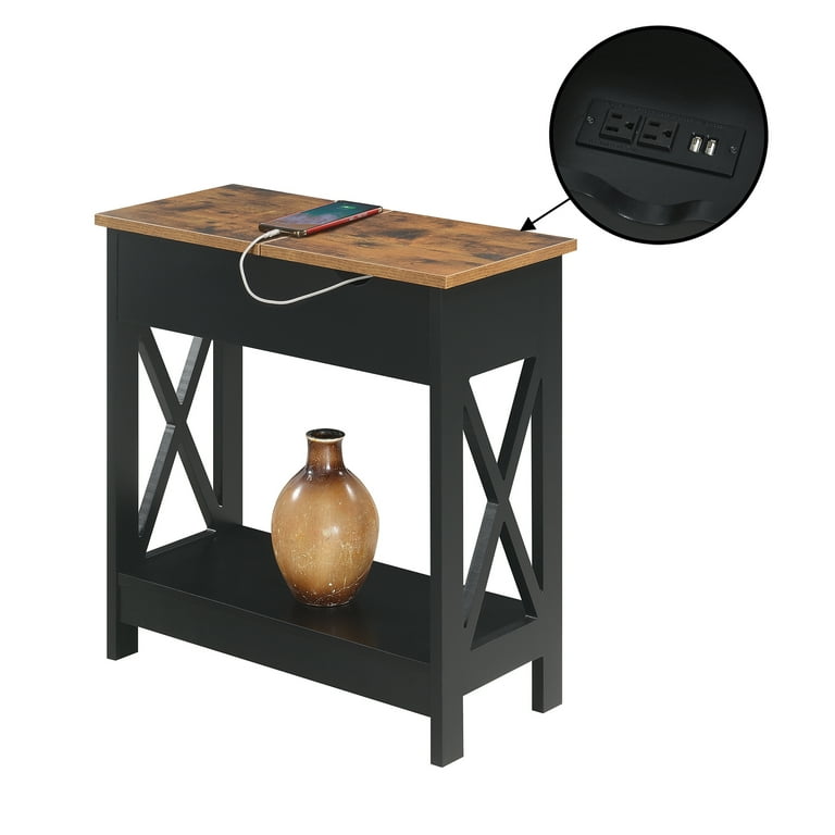 Convenience Concepts Oxford Flip Top End Table with Charging