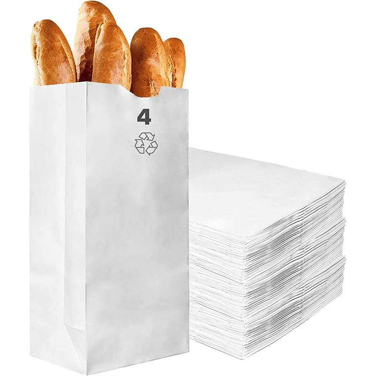 Paper Bags Bulk Wax Paper,100 Pack White Kraft Paper Bags,food Grade Grease  Resistant Wax Bags,great For Snacks Bread,white Set Kit For Shopping(215x1