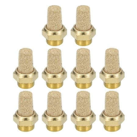 

Uxcell 1/8 Inch G Sintered Bronze Exhaust Muffler 10Pcs Brass Pneumatic Muffler