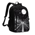thumbnail image 1 of Disketp Futuristic Moonlit Cityscape Mochila de Viaje Estampada para Laptop con Puerto de Carga USB, Mochila Impermeable para Computadora – Regalo para Hombres y Mujeres, 1 of 7