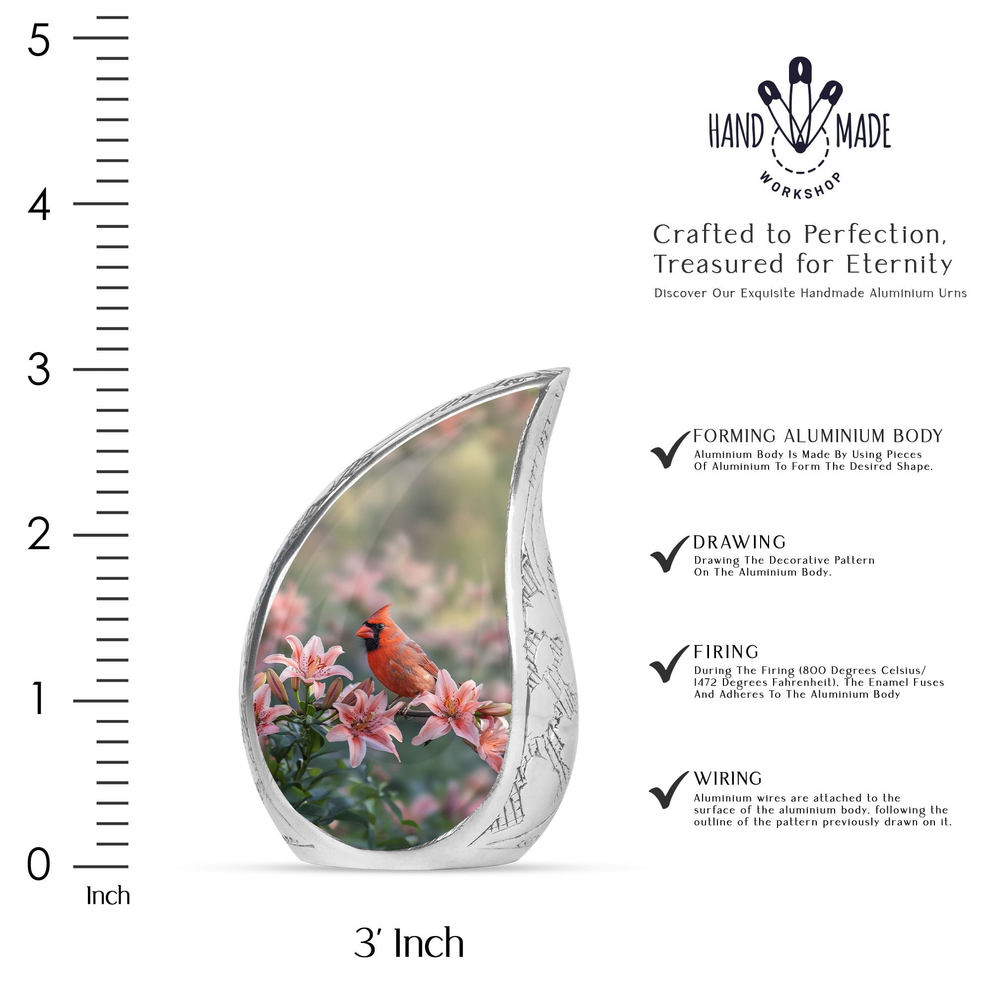 SUBSH Cardinal Bird Urn For Ashes - Urns Adult - Small Ashes Keepsake - Pack Of 2 - Decorative Urns Small - Cremation Urns Adult - Adult Urns For Human Ashes - Burial Urns For Ashes