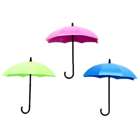 

Mixed Color Umbrella Shaped Wall Hook Glue Key Jewelry Washing Brush Bath Ball Hanger Holder Kitchen Bathroom (3pcs/set)