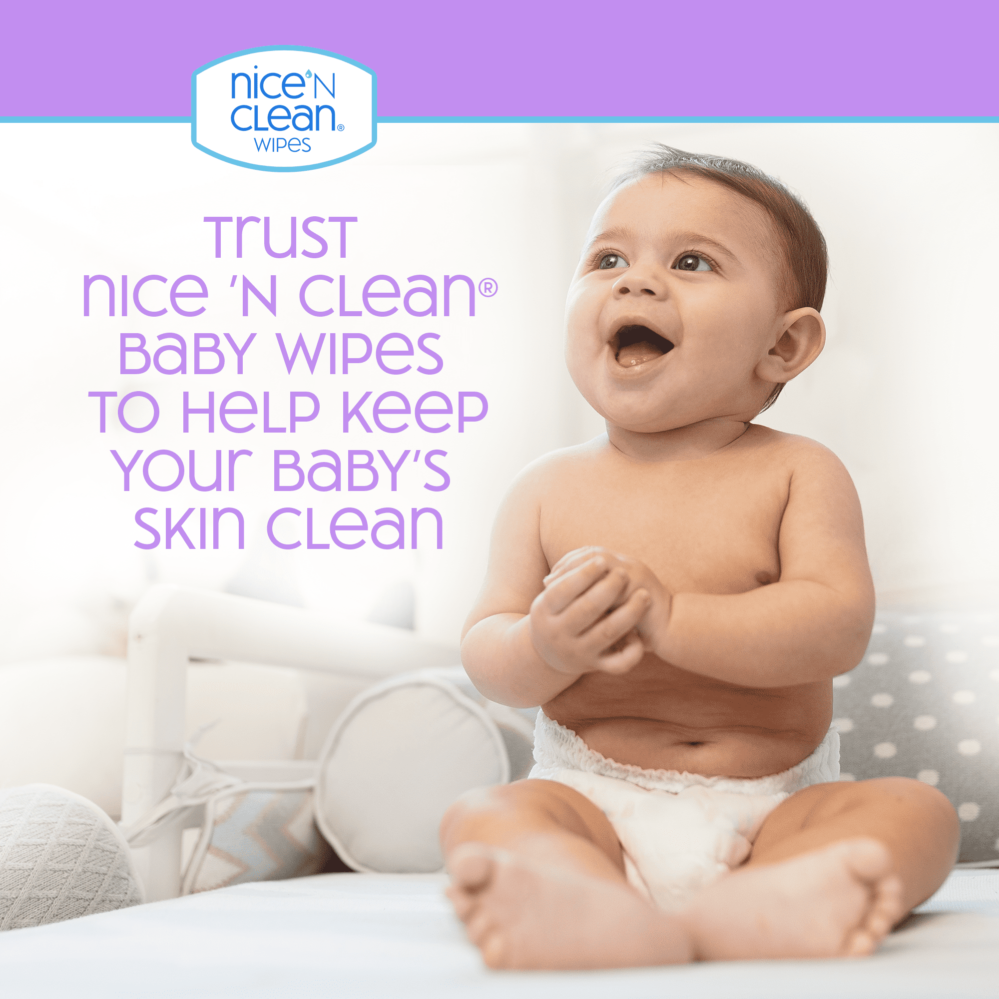 Nice N CLEAN Fragrance Free Sensitive Skin Baby Diaper Wipes, 4 Flip-Top Packs (400 Total Wipes)