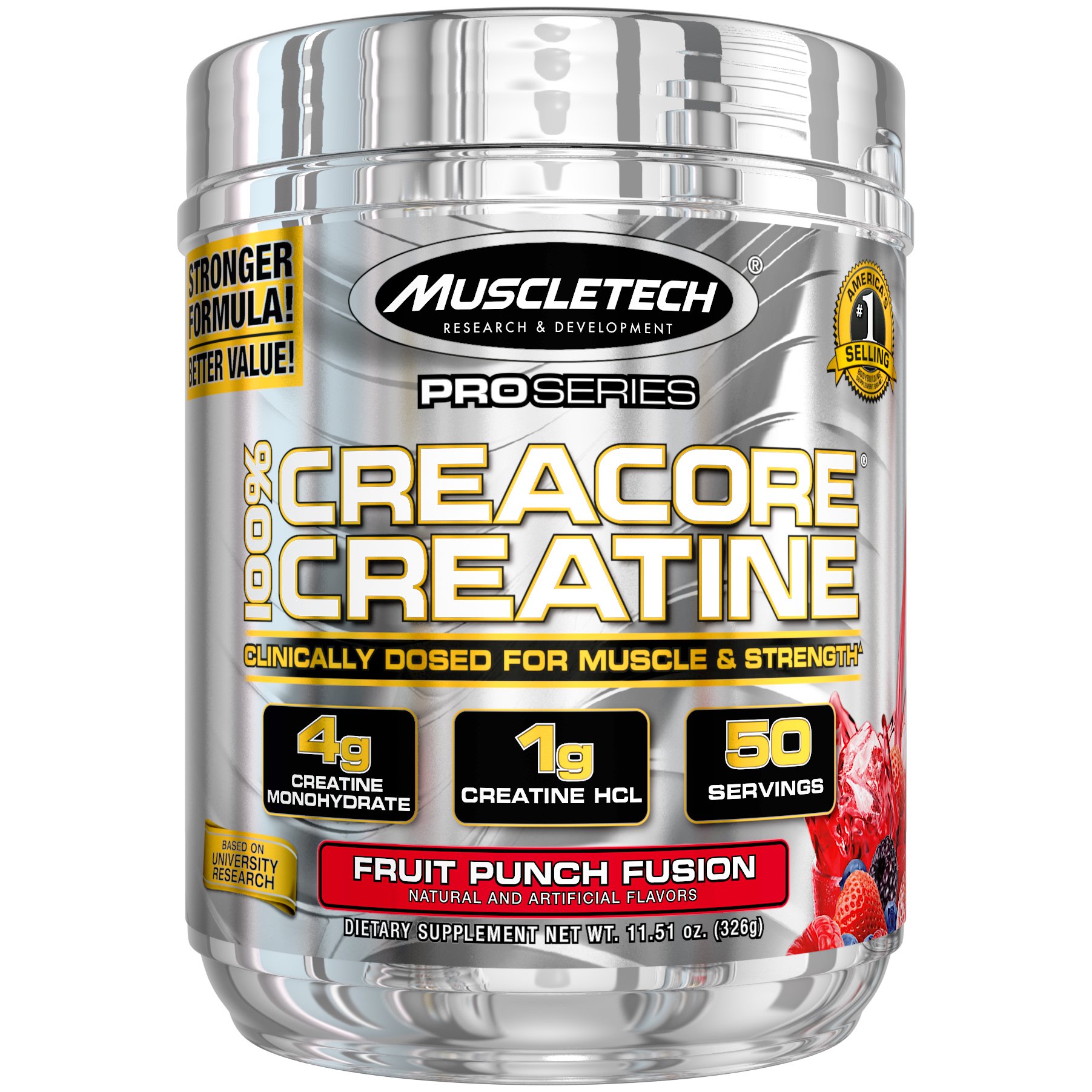MuscleTech Pro Series, 100% Creatine Powder, Fruit Punch, 50 Servings