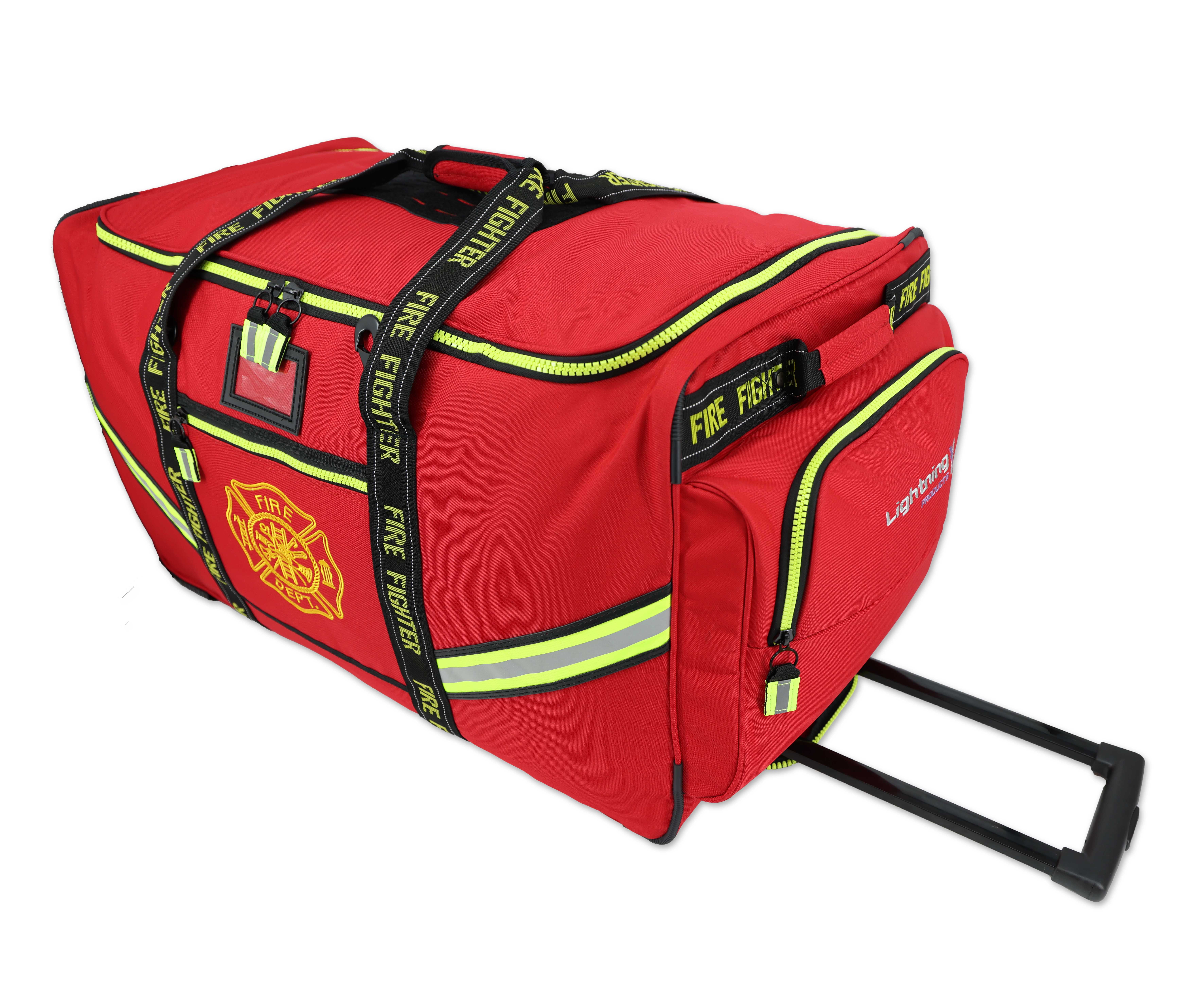 Lightning X Premium Rolling Firefighter Turnout Bunker Gear Bag w/ Wheels, Retractable Handle, Fully Molded