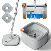 Mop and Bucket Set, Easy-to-use Spin Mop with Separate Dirty Water System, Deep-Cleaning Mops for Floors Ideal for Home, Kitchen, Bathroom