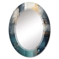 thumbnail image 2 of Designart "Green Orange Bold Abstract Flow composition I" Abstract Collages Round Wall Mirror - Modern Oval Printed Decorative Oversized Mirror - Multiple Color Options, 2 of 4