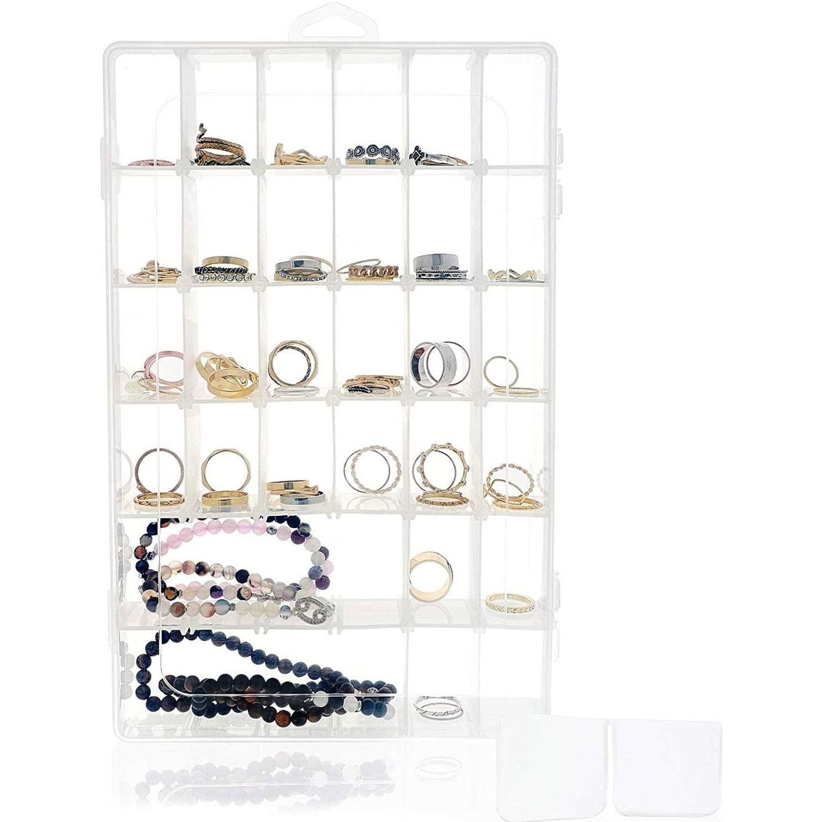 adjustable clear plastic storage box jewelry beads pill organizer container 18C 